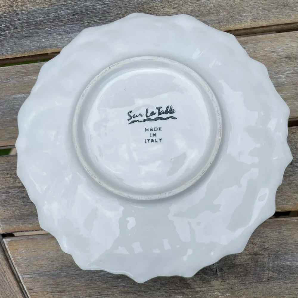 Vintage Sur La Table Green Majolica Artichoke Plate Attached Dip Dish 8” Italy